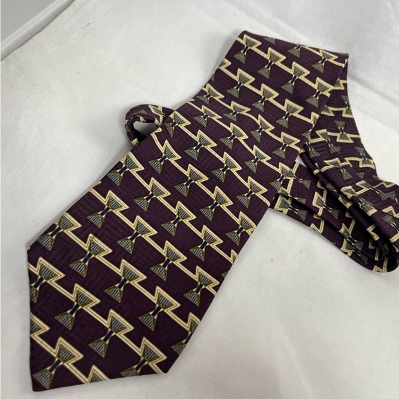 VTG Bill Blass Black Label Silk Tie Grape Gold Green - Picture 2 of 7